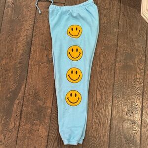 Aviator Nation Light Blue Smiley Joggers